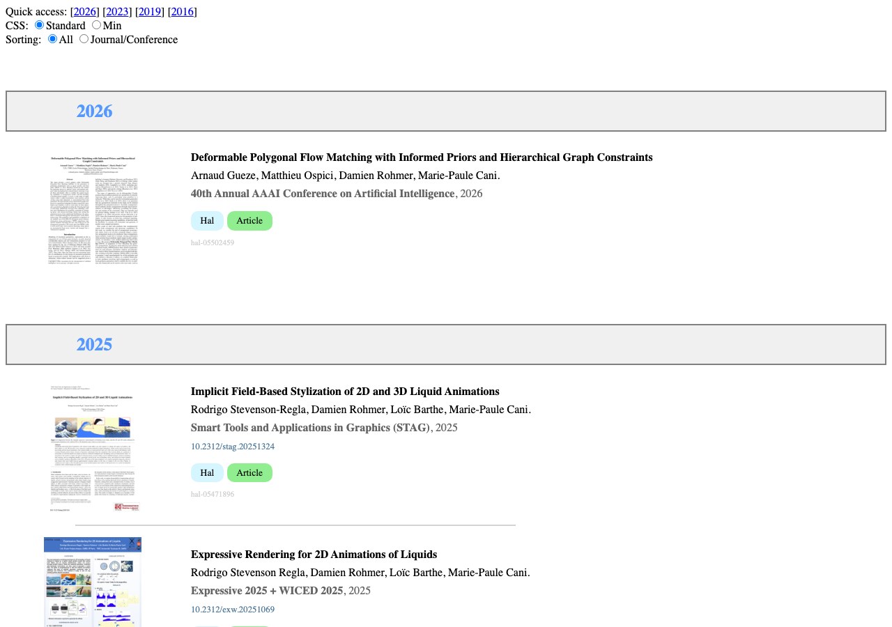 Publication listing HAL example